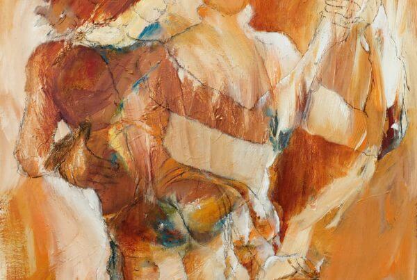Maleri med varme farver , En lille detalje i tango af Gunhild Rasmussen
