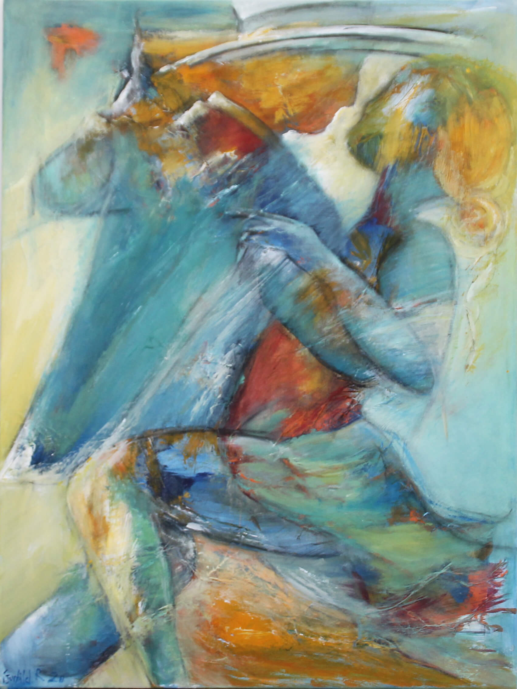 Maleri Blå tango af Gunhild Rasmussen