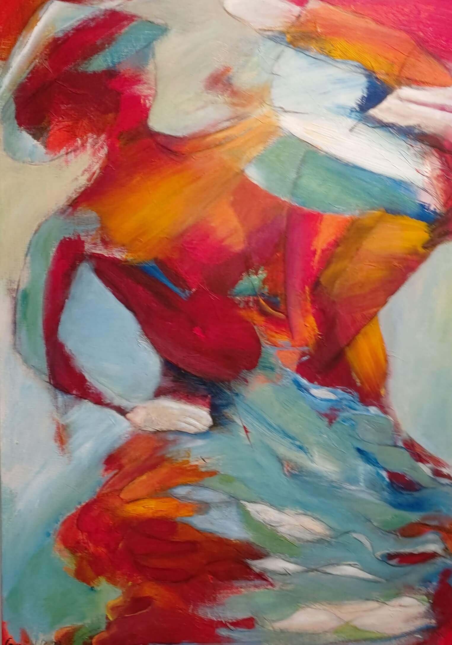 Farverigt maleri, Festligt dansende af Gunhild Rasmussen