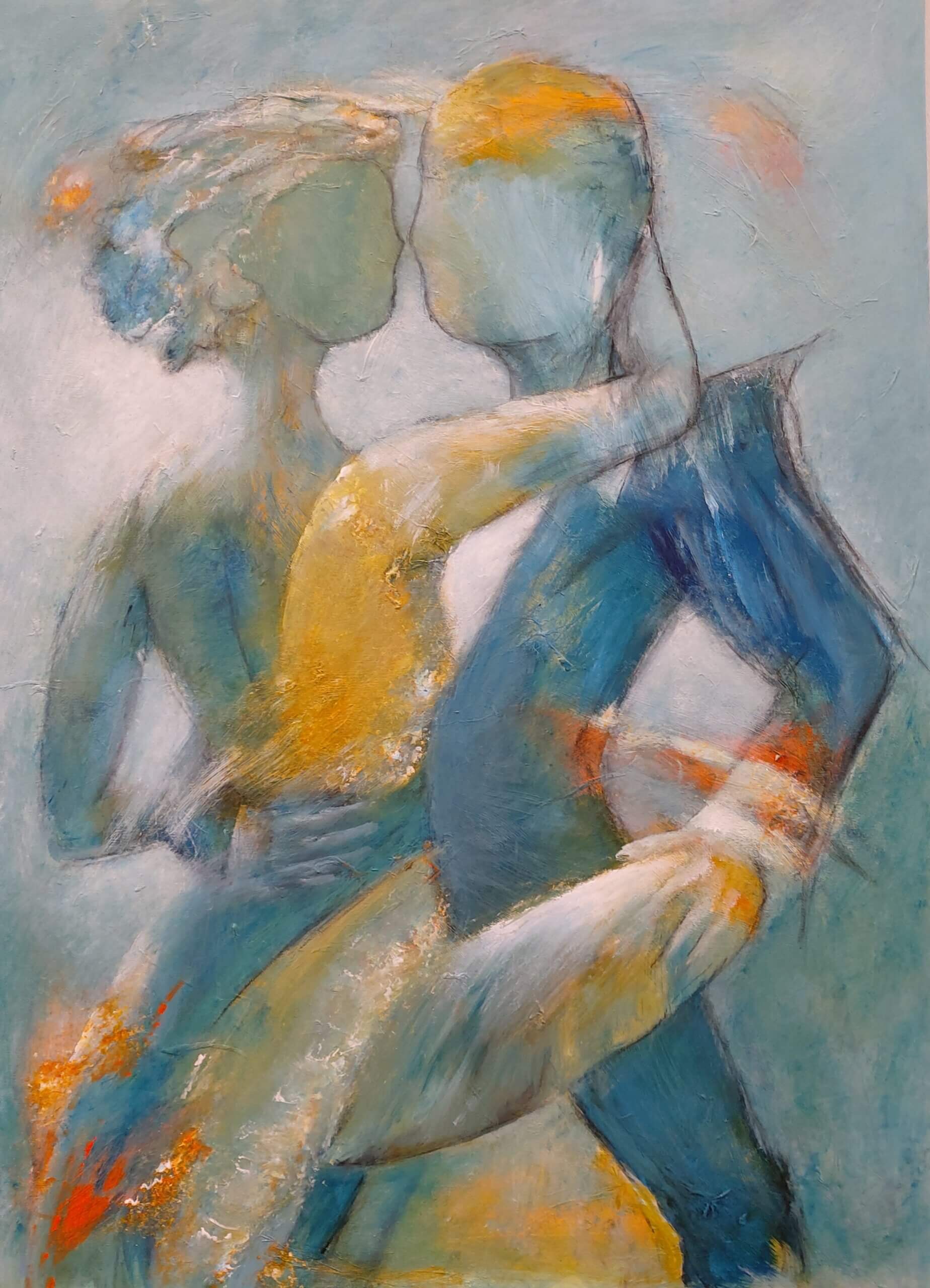 farverige malerier, blå intensitet af Gunhild Rasmussen