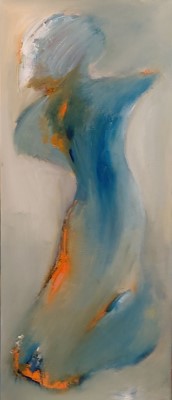 Blå dame er et maleri af Gunhild Rasmussen