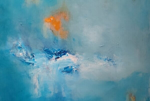 vand luft og fjord i bevægelse er et maleri af Gunhild Rasmussen